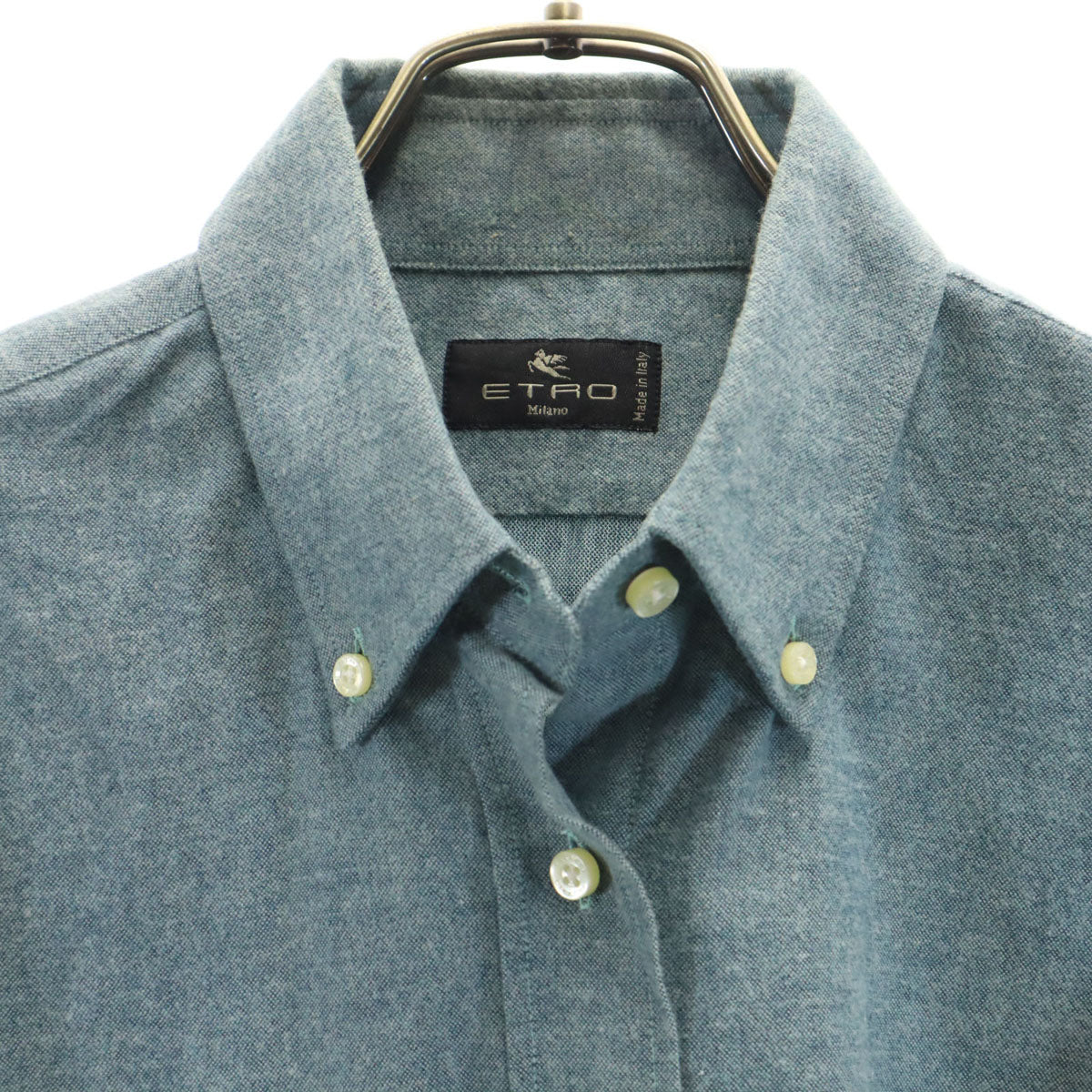 ETRO エトロ イタリア製 長袖 ボタンダウンシャツ 44 ブルー系 レディース
