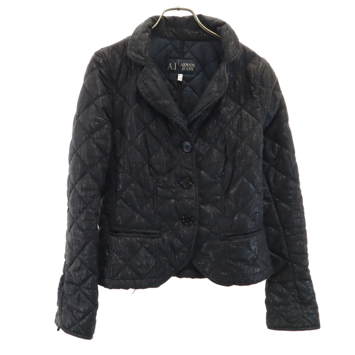 ARMANI JEANS アルマーニジーンズ ラメ キルティングジャケット 40 ブラック レディース