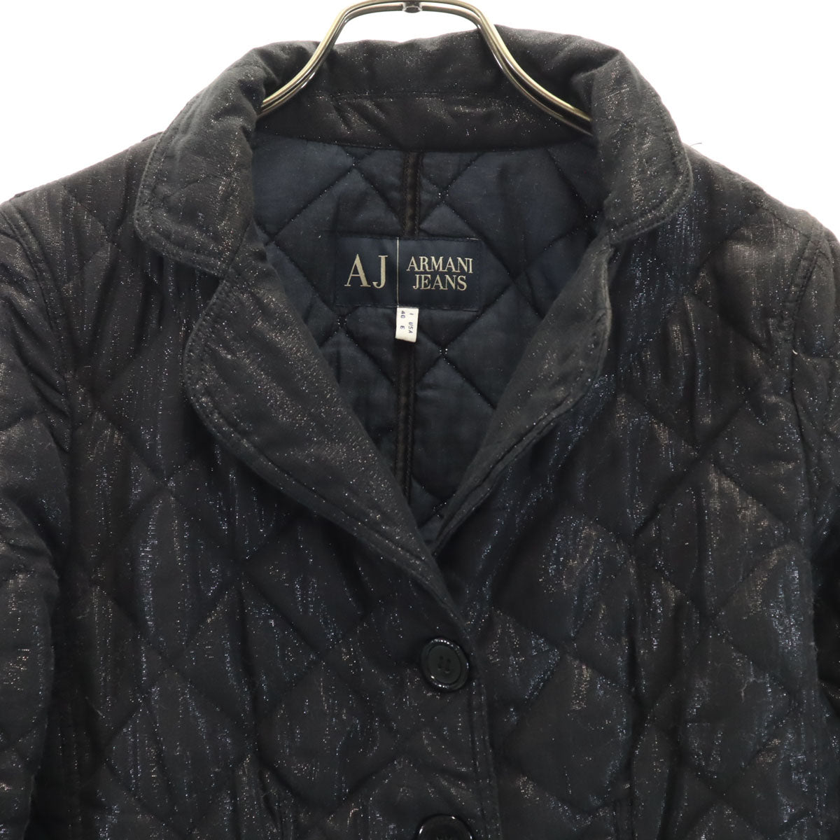 ARMANI JEANS アルマーニジーンズ ラメ キルティングジャケット 40 ブラック レディース