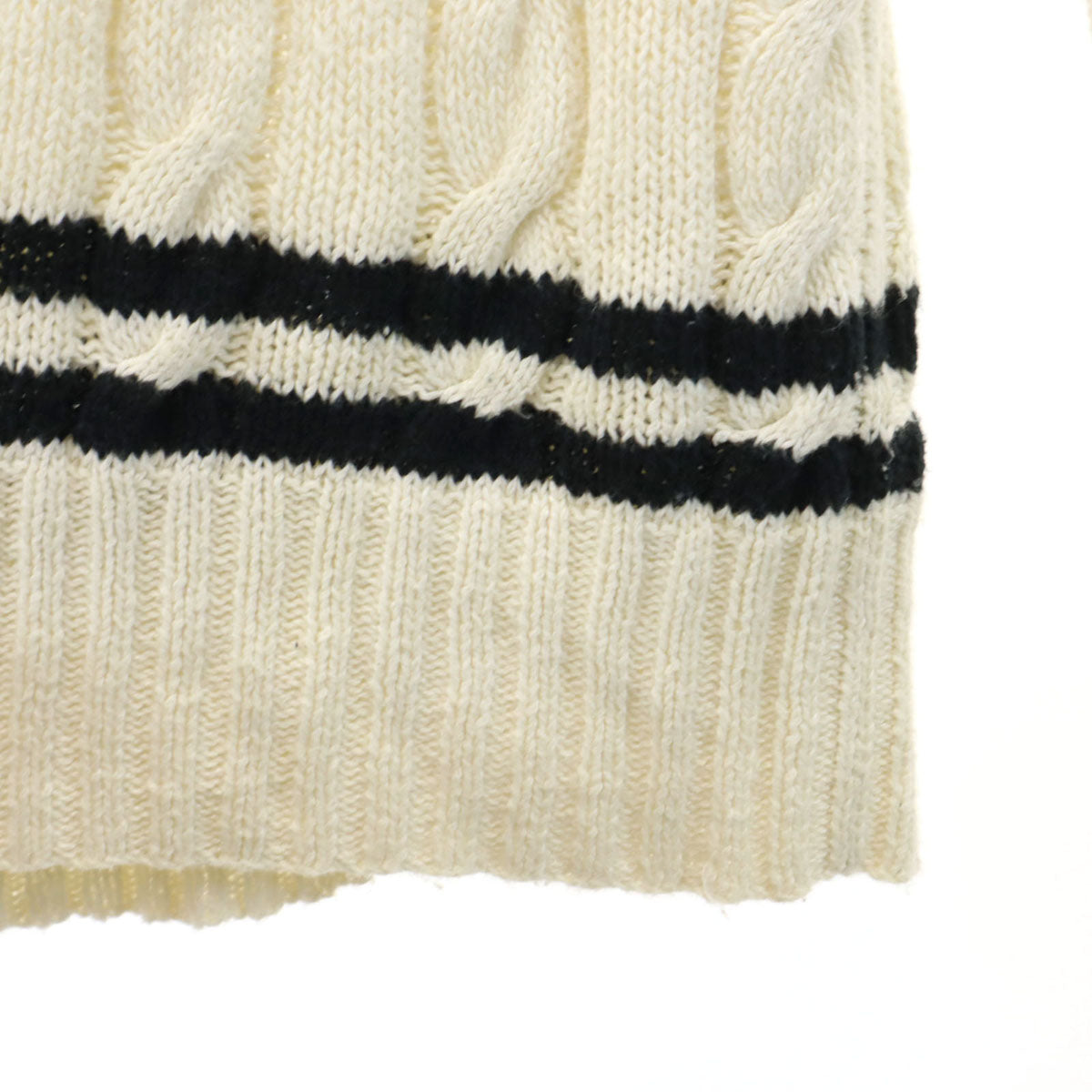 Polo by Ralph Lauren ポロバイラルフローレン リネンブレンド 長袖 Vネック ケーブル ニット S アイボリー セーター レディース