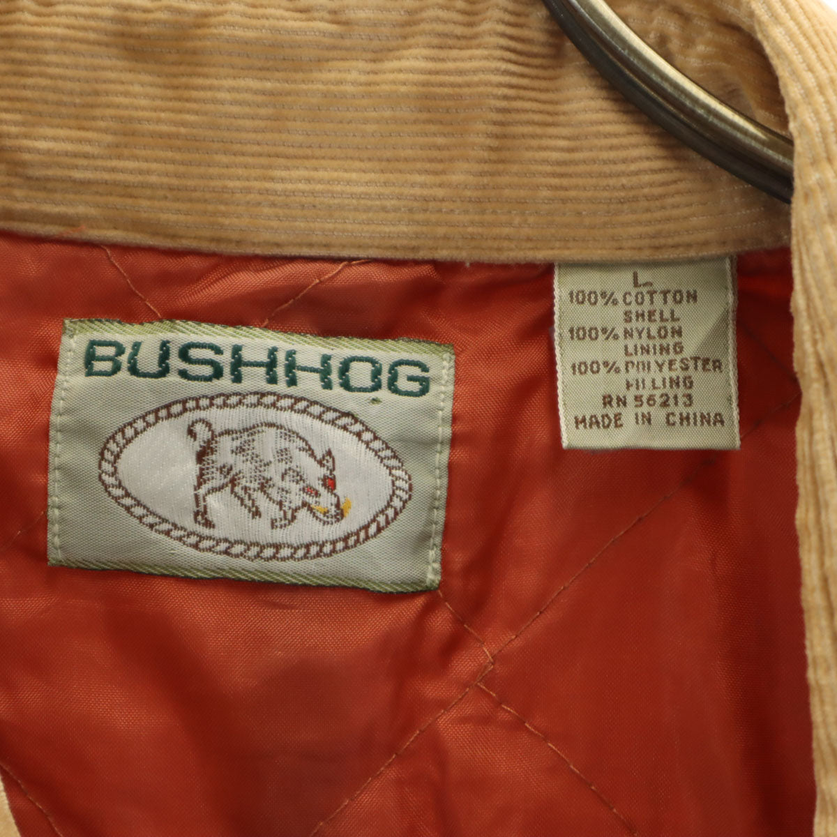 BUSHHOG 90s 80s オールド 長袖 コーデュロイ ウエスタンシャツ L ベージュ 裏キルティング メンズ