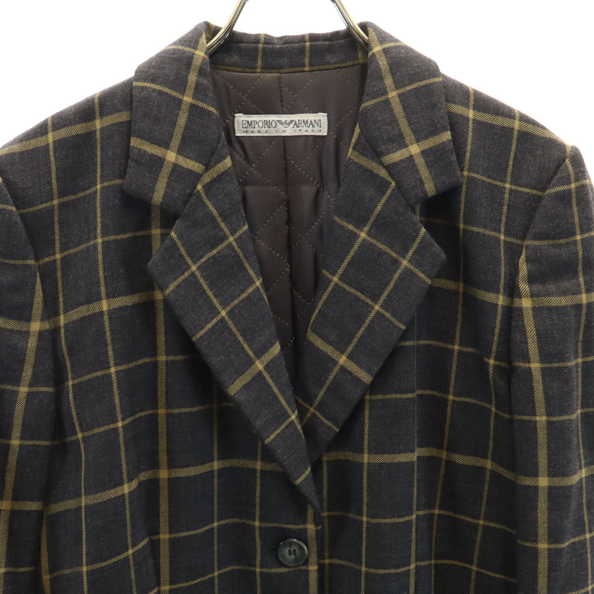 Emporio Armani エンポリオアルマーニ 90s イタリア製 オールド チェック柄 テーラードジャケット 40 チャコールグレー 裏キルティング メンズ