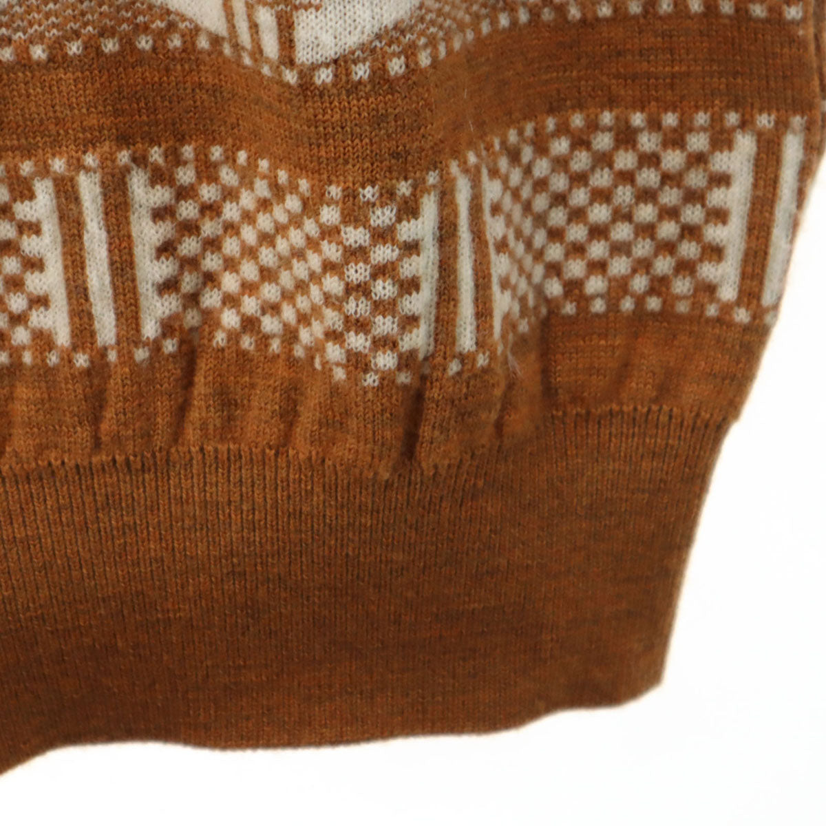 KENZO ケンゾー 90s 日本製 ウール オールド 総柄 長袖 Vネック セーター 3 キャメル ニット メンズ