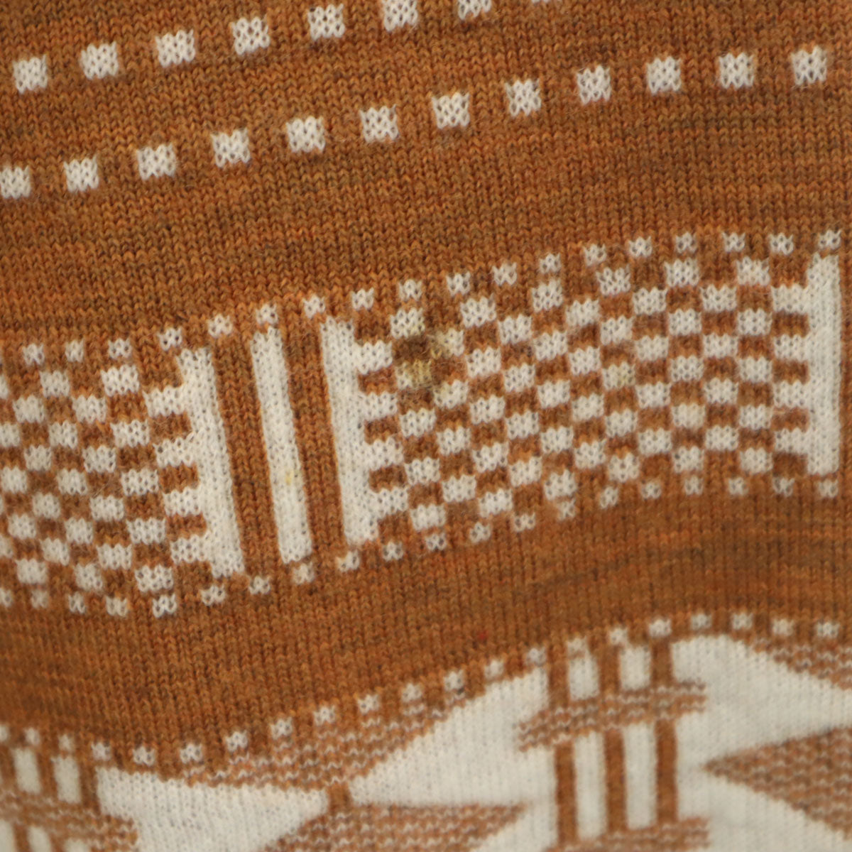 KENZO ケンゾー 90s 日本製 ウール オールド 総柄 長袖 Vネック セーター 3 キャメル ニット メンズ