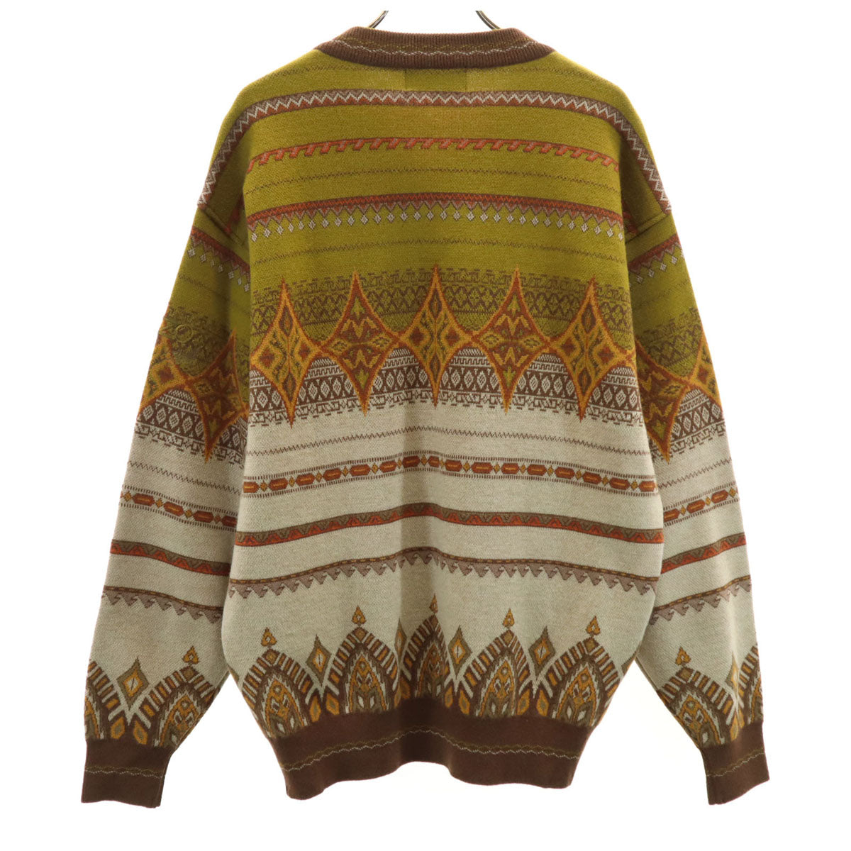 KENZO GOLF ケンゾーゴルフ 90s ウール オールド 総柄 長袖 Vネック セーター 3 ブラウン系 ニット メンズ