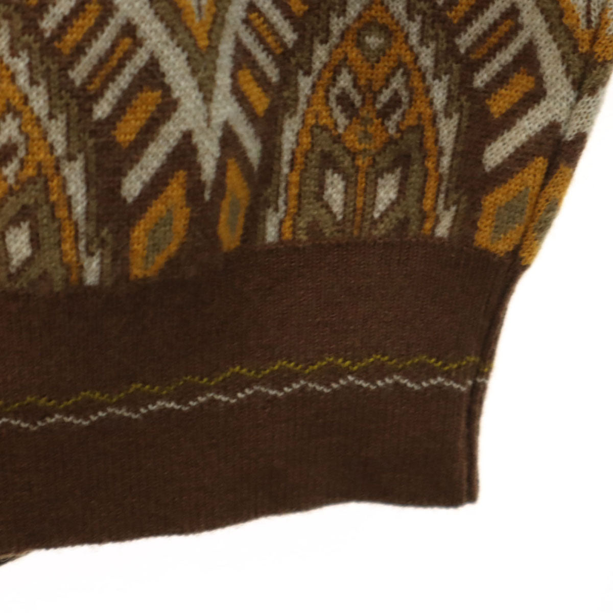 KENZO GOLF ケンゾーゴルフ 90s ウール オールド 総柄 長袖 Vネック セーター 3 ブラウン系 ニット メンズ