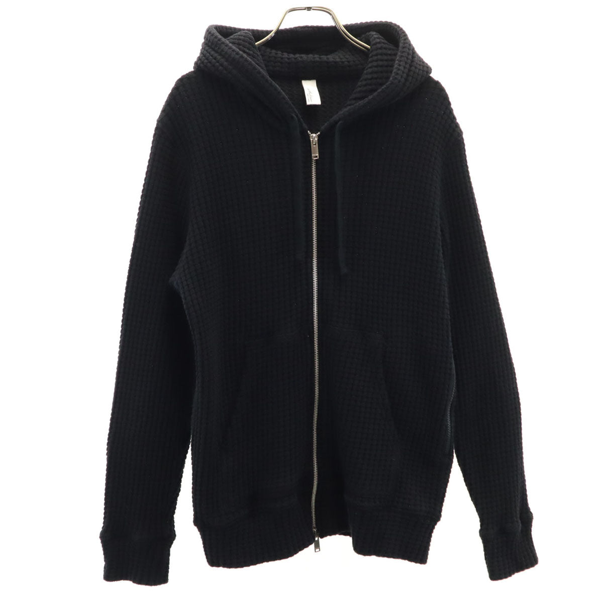 Seagreen シーグリーン 日本製 ウール 長袖 ワッフル ジップパーカー 4 黒 メンズ