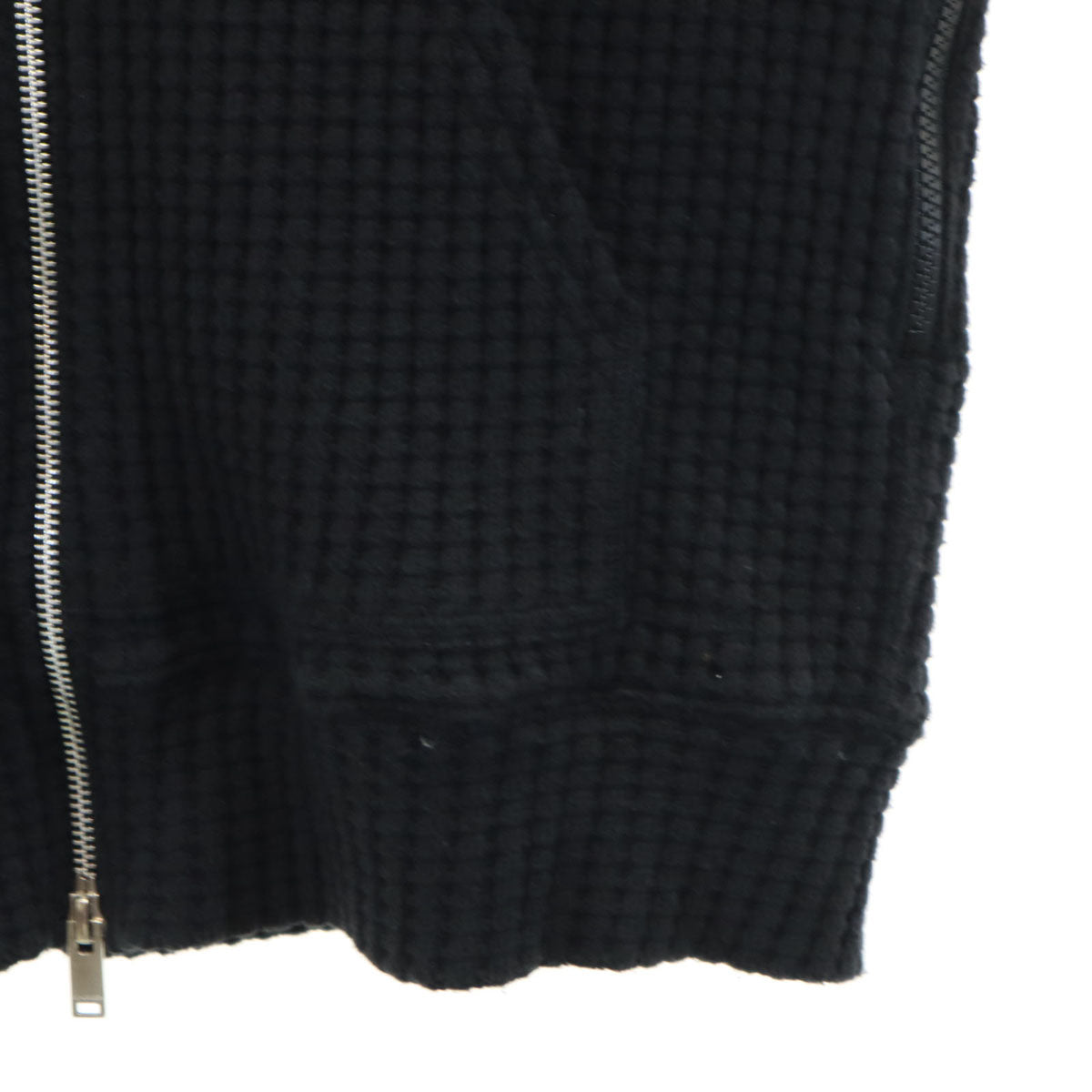 Seagreen シーグリーン 日本製 ウール 長袖 ワッフル ジップパーカー 4 黒 メンズ