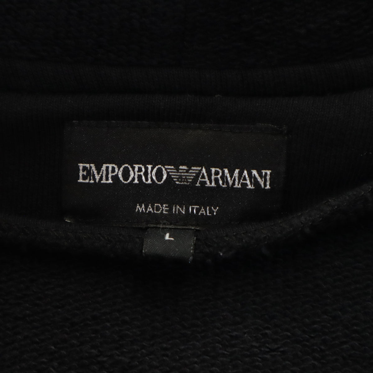 Emporio Armani エンポリオアルマーニ イタリア製 長袖 スウェット ジップパーカー L 黒 メンズ