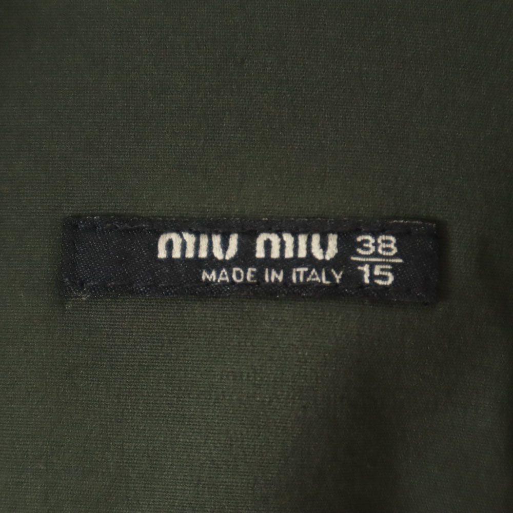 MIUMIU ミュウミュウ イタリア製 長袖 ボタンダウンシャツ 38/15 カーキ メンズ
