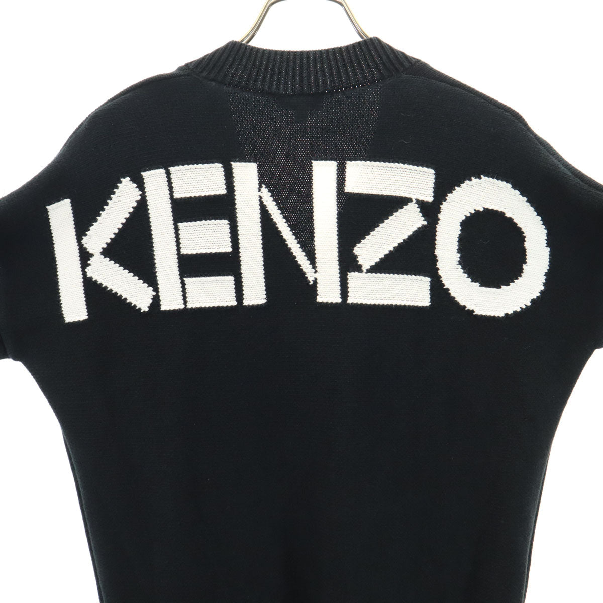 KENZO ケンゾー 長袖 Vネック ニット ワンピース XS ネイビー系 レディース