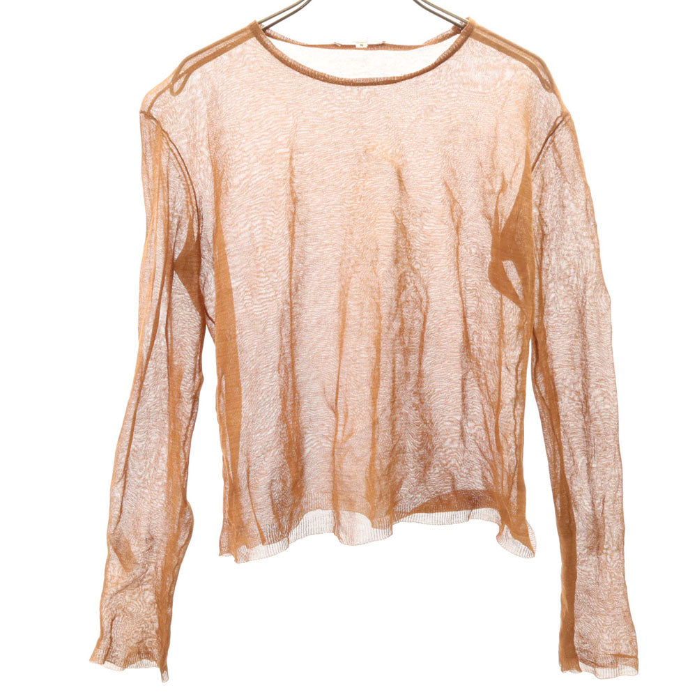 CELINE セリーヌ 長袖 レース カットソー S オレンジ レディース