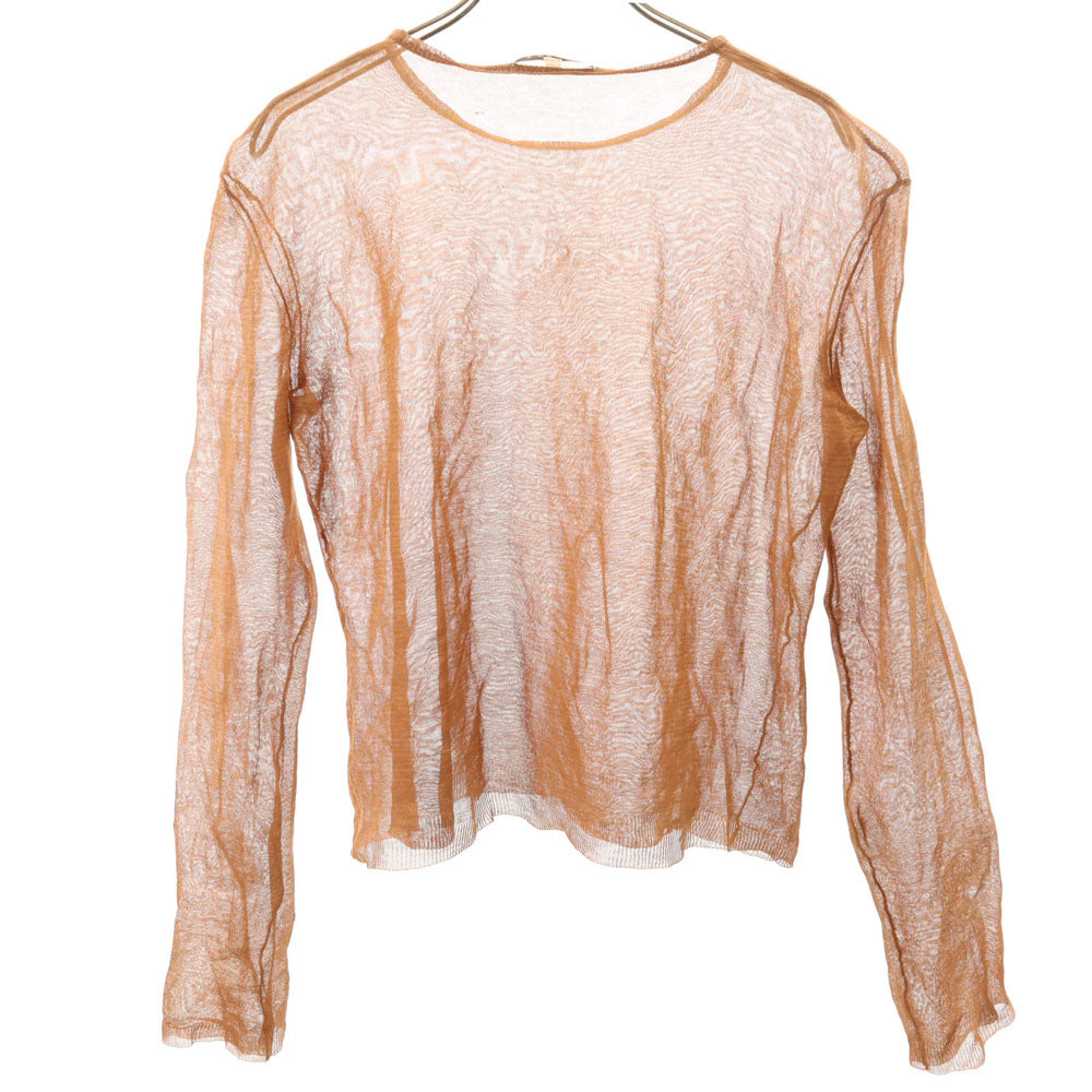 CELINE セリーヌ 長袖 レース カットソー S オレンジ レディース