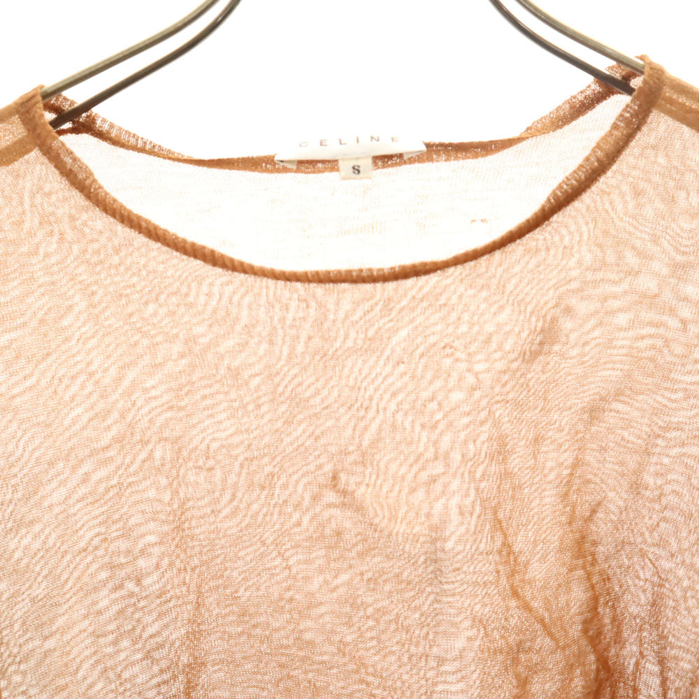 CELINE セリーヌ 長袖 レース カットソー S オレンジ レディース