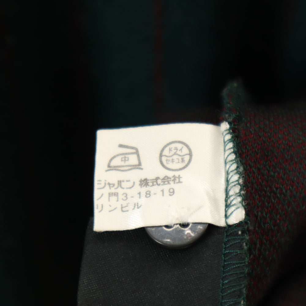 Dunhill ダンヒル 90s オールドイタリア製 ウールブレンド ストライプ柄 長袖 ポロシャツ S グリーン メンズ