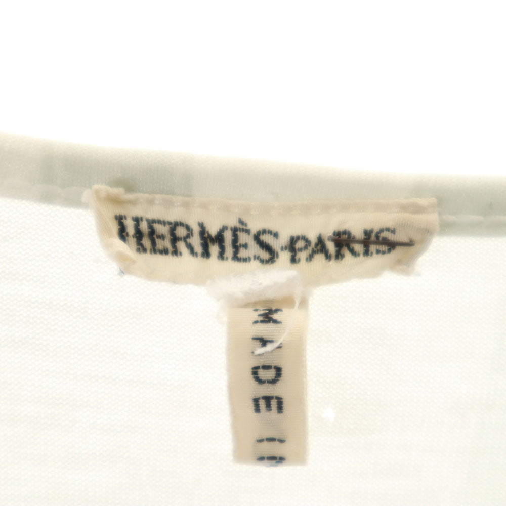HERMES エルメス イタリア製 長袖 Vネック カットソー M ホワイト レディース