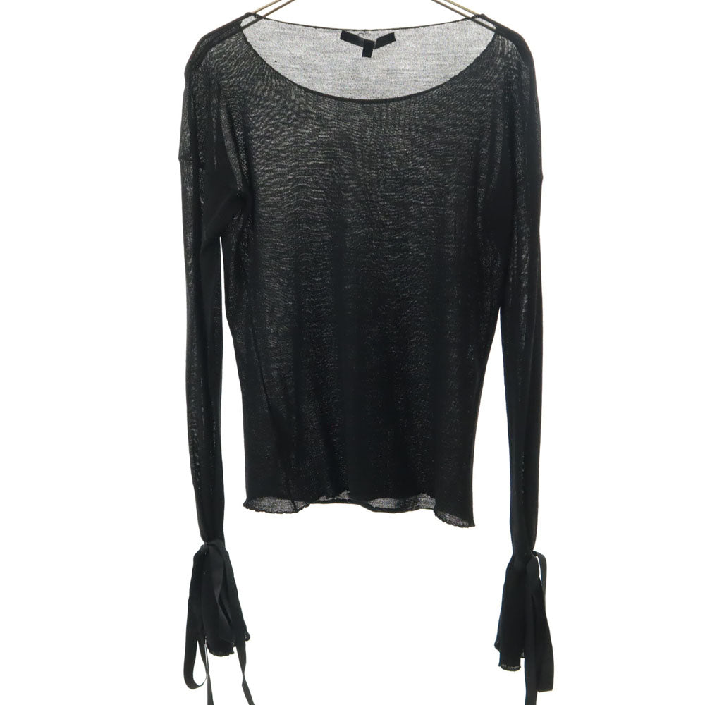 GUCCI グッチ イタリア製 ウールブレンド 長袖 袖リボン カットソー S ブラック レディース