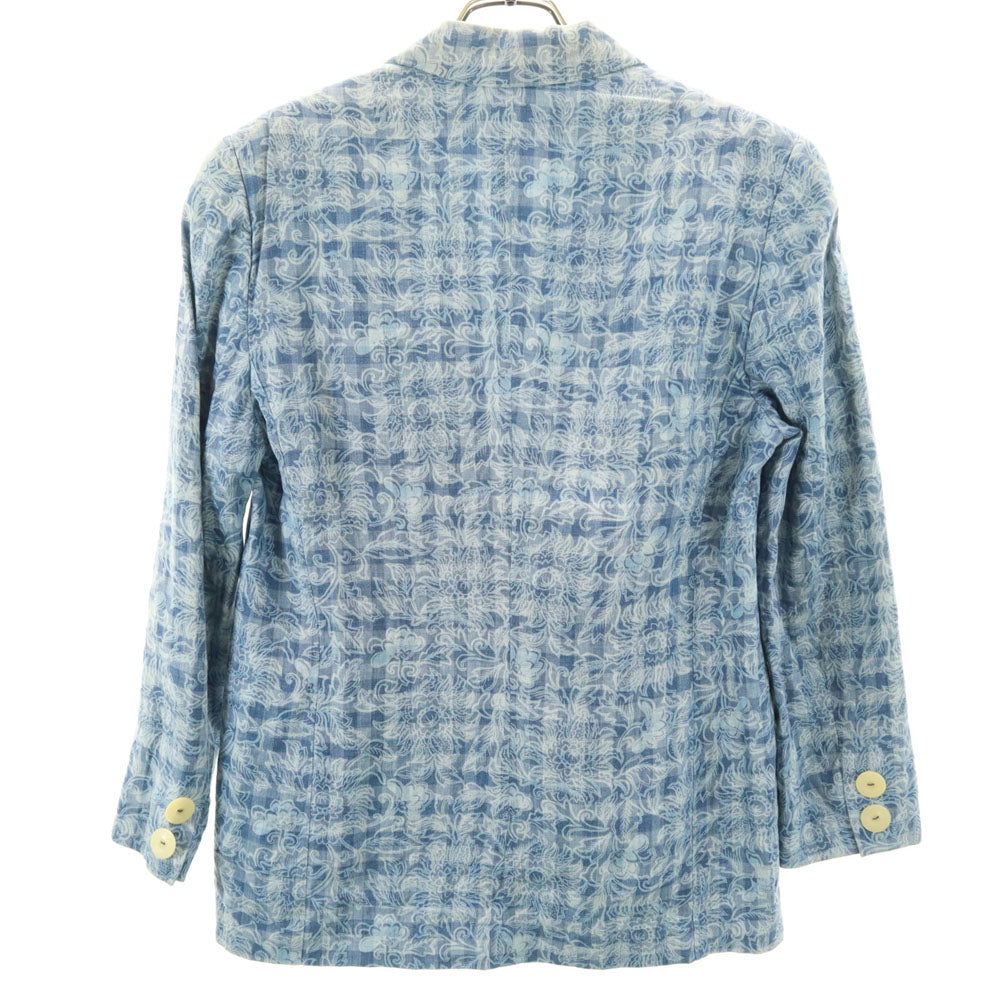 Herno ヘルノ 90s リネンブレンド オールド テーラードジャケット 42 ブルー レディース