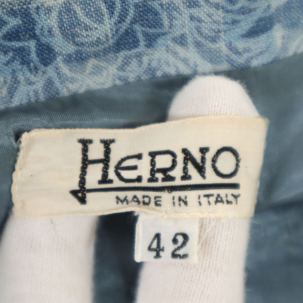 Herno ヘルノ 90s リネンブレンド オールド テーラードジャケット 42 ブルー レディース