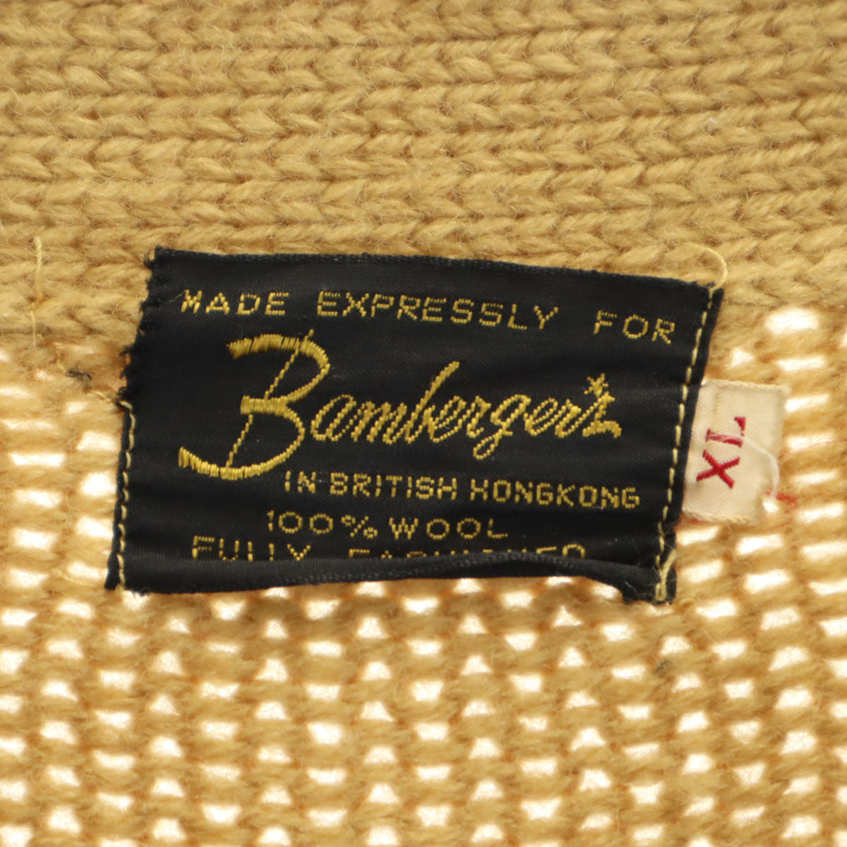 Bamberger's バンバーガーズ 70s ヴィンテージ 長袖 ケーブル Vネック ニットカーディガン XL キャメル メンズ