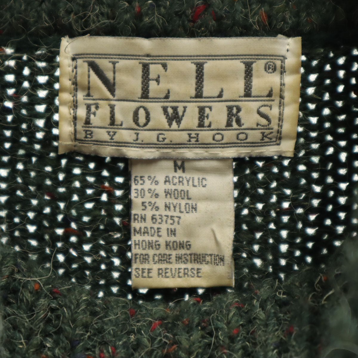 NELL FLOWERS BY J.G.HOOK 80s 90s オールド 長袖 タートルネック セーター M 深緑 ニット メンズ