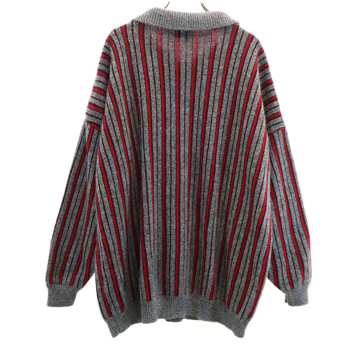 VENEZIA 80s 90s オールド ストライプ柄 長袖 セーター グレー ニット メンズ