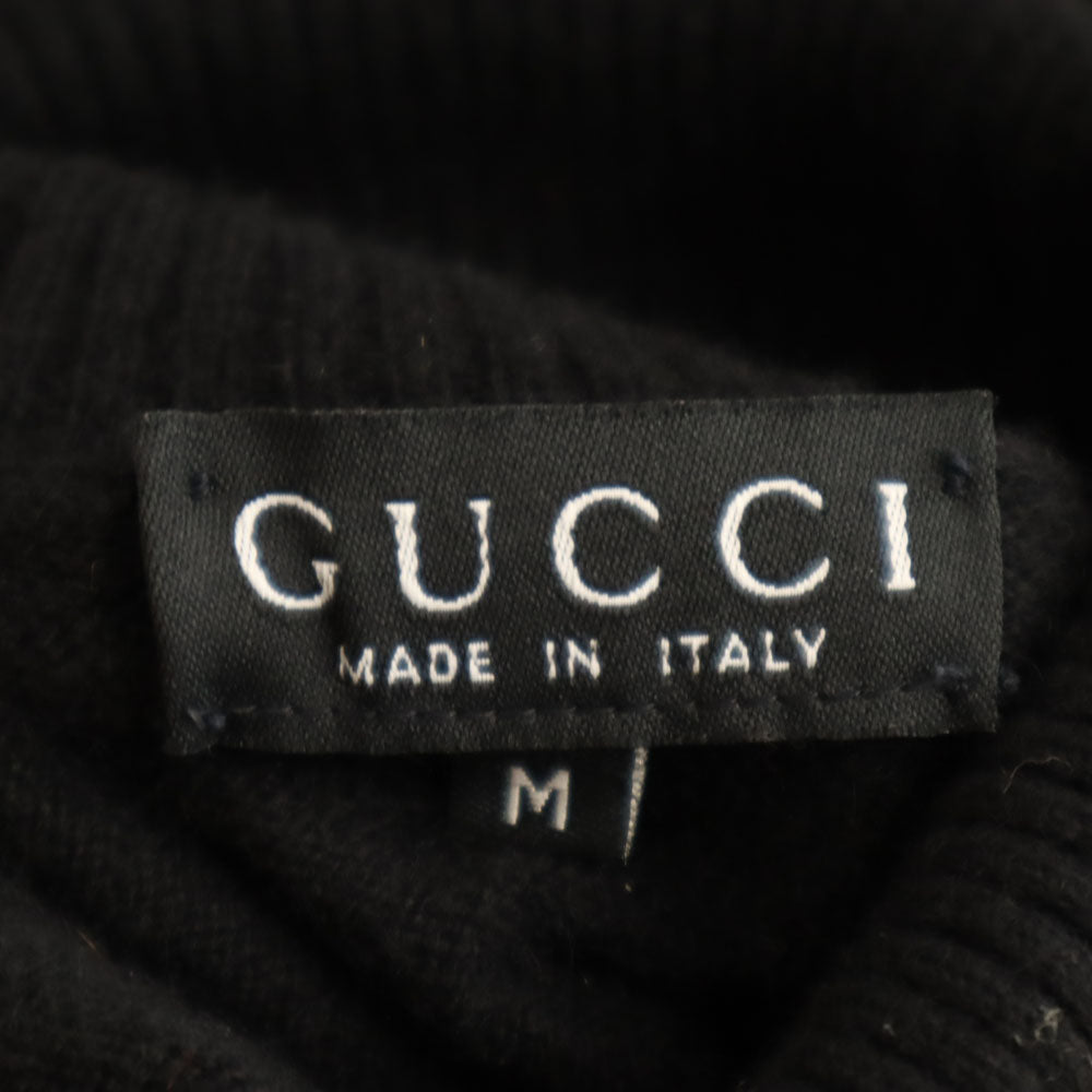 GUCCI グッチ イタリア製 カシミヤブレンド ノースリーブ タートルネック ニット M ブラック レディース