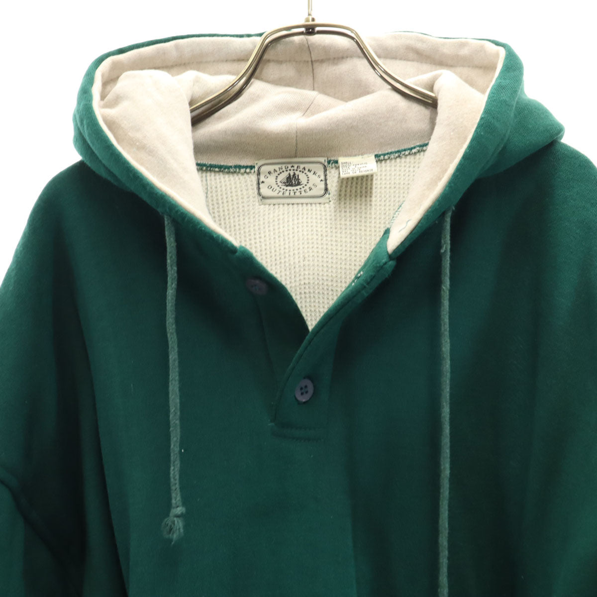 GRAND BANKS OUTFITTERS グランドバンクスアウトフィッターズ 90s オールド 長袖 ニット パーカー L 深緑 裏サーマル メンズ