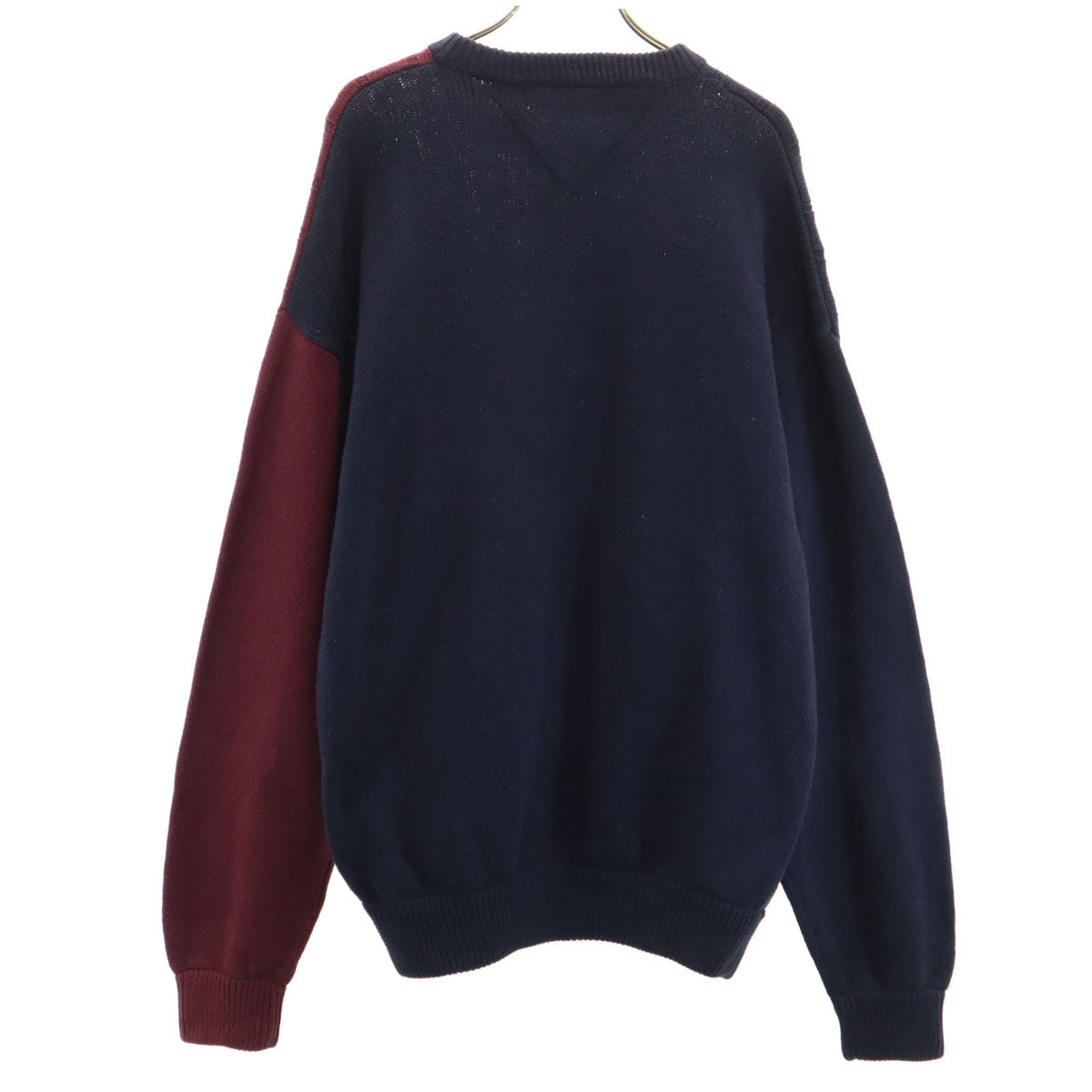 TOMMY HILFIGER トミーヒルフィガー 90s オールド フラッグタグ 長袖 ケーブル ニット L ネイビー セーター メンズ