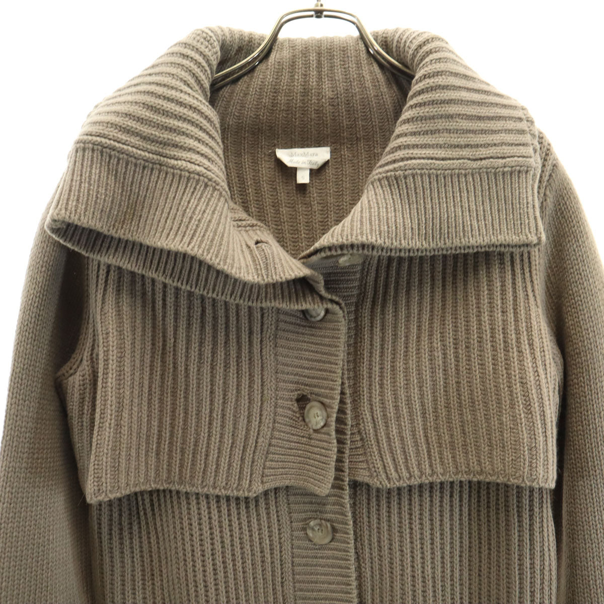 MAX MARA マックスマーラ イタリア製 カシミヤブレンド 長袖 ニットカーディガン S アッシュブラウン レディース