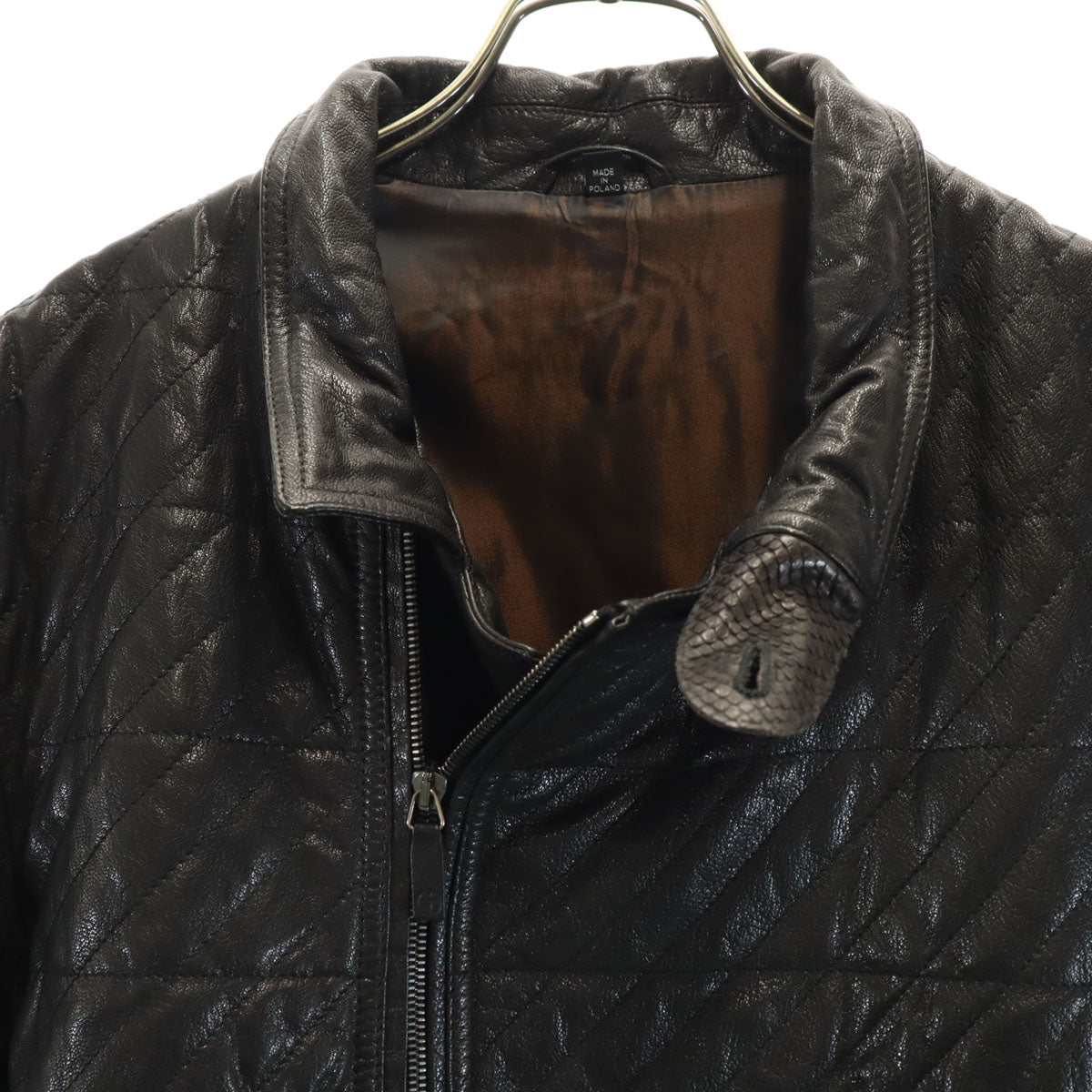 GIORGIO ARMANI ジョルジオアルマーニ 00s ポーランド製 キルティング 山羊革 レザージャケット 54 ブラック ブルゾン メンズ