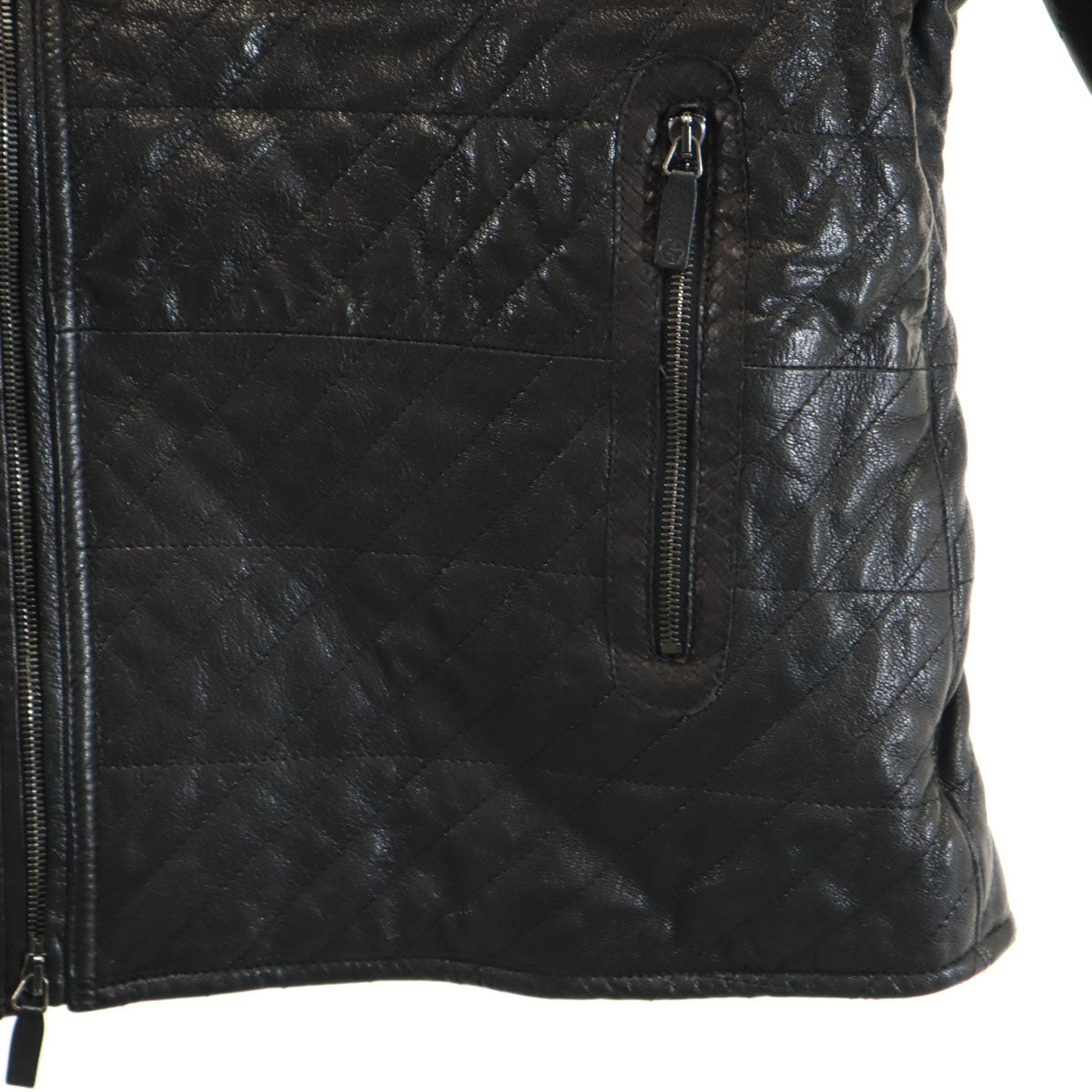 GIORGIO ARMANI ジョルジオアルマーニ 00s ポーランド製 キルティング 山羊革 レザージャケット 54 ブラック ブルゾン メンズ