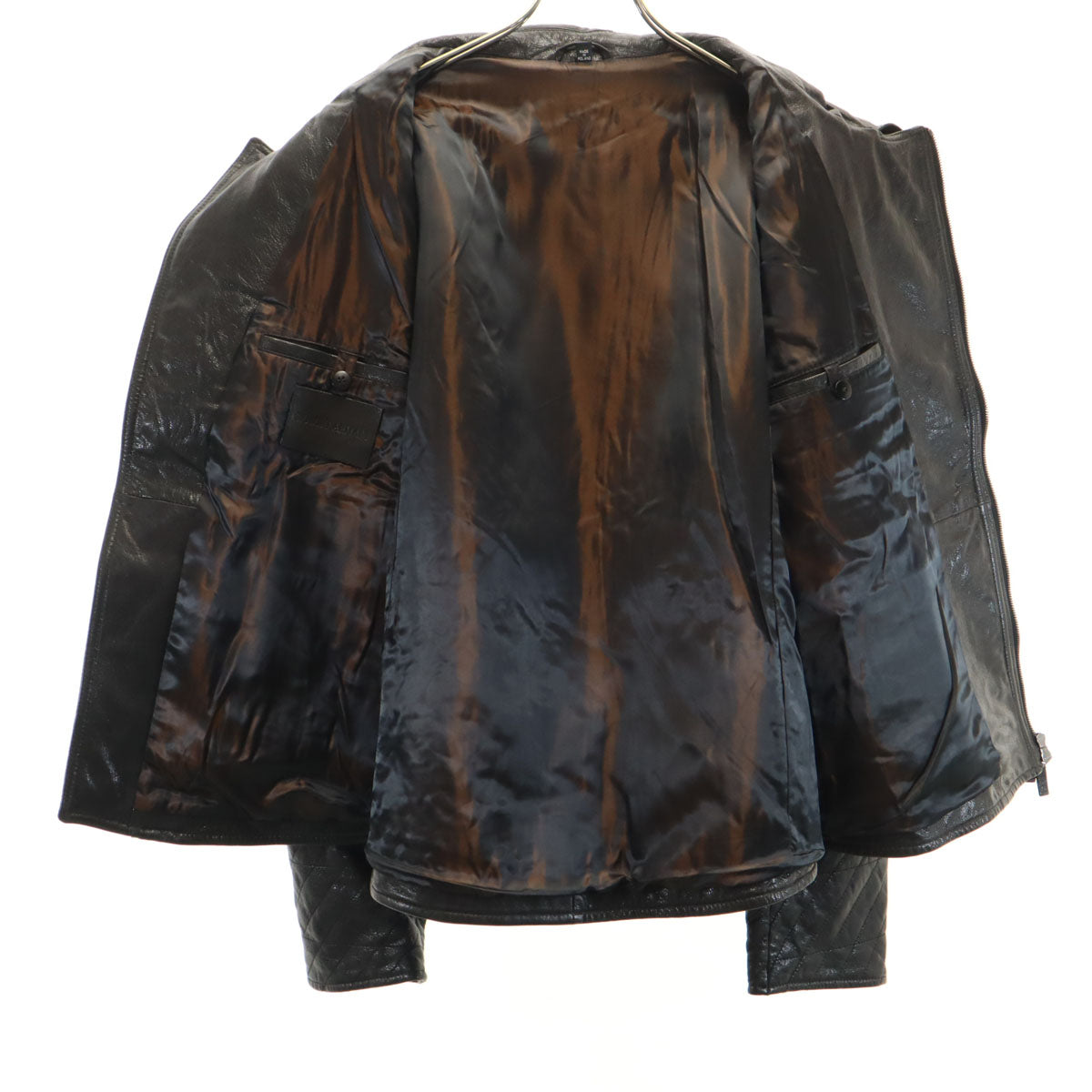 GIORGIO ARMANI ジョルジオアルマーニ 00s ポーランド製 キルティング 山羊革 レザージャケット 54 ブラック ブルゾン メンズ