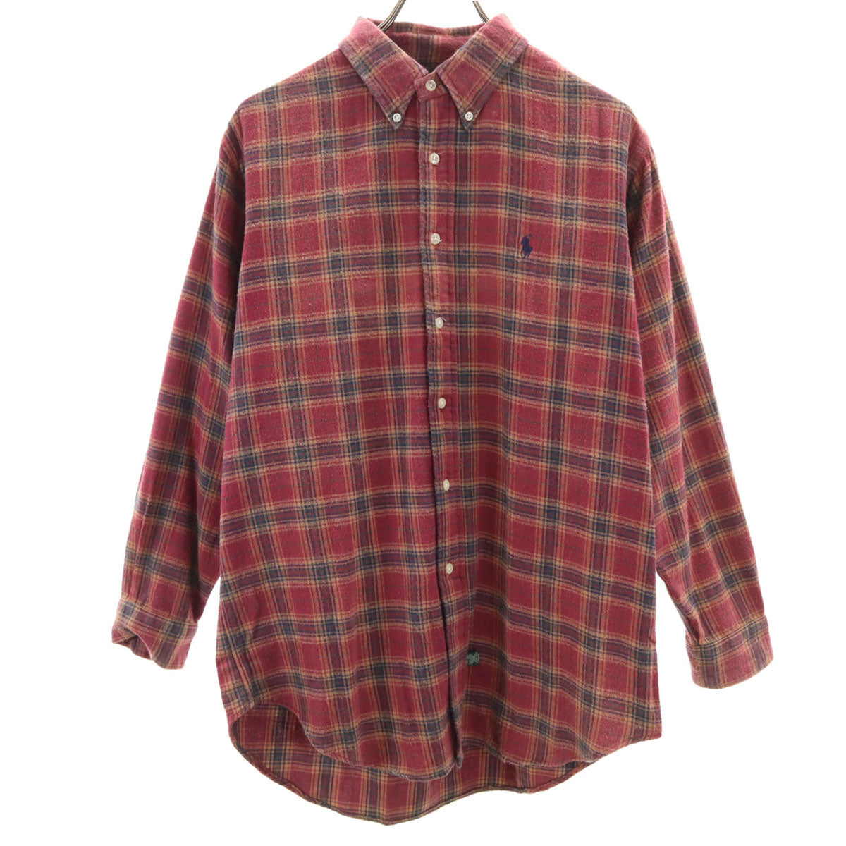 POLO COUNTRY RALPH LAUREN ポロカントリー ラルフローレン 80s 90s オールド チェック柄 長袖 ボタンダウンシャツ L レッド系 メンズ