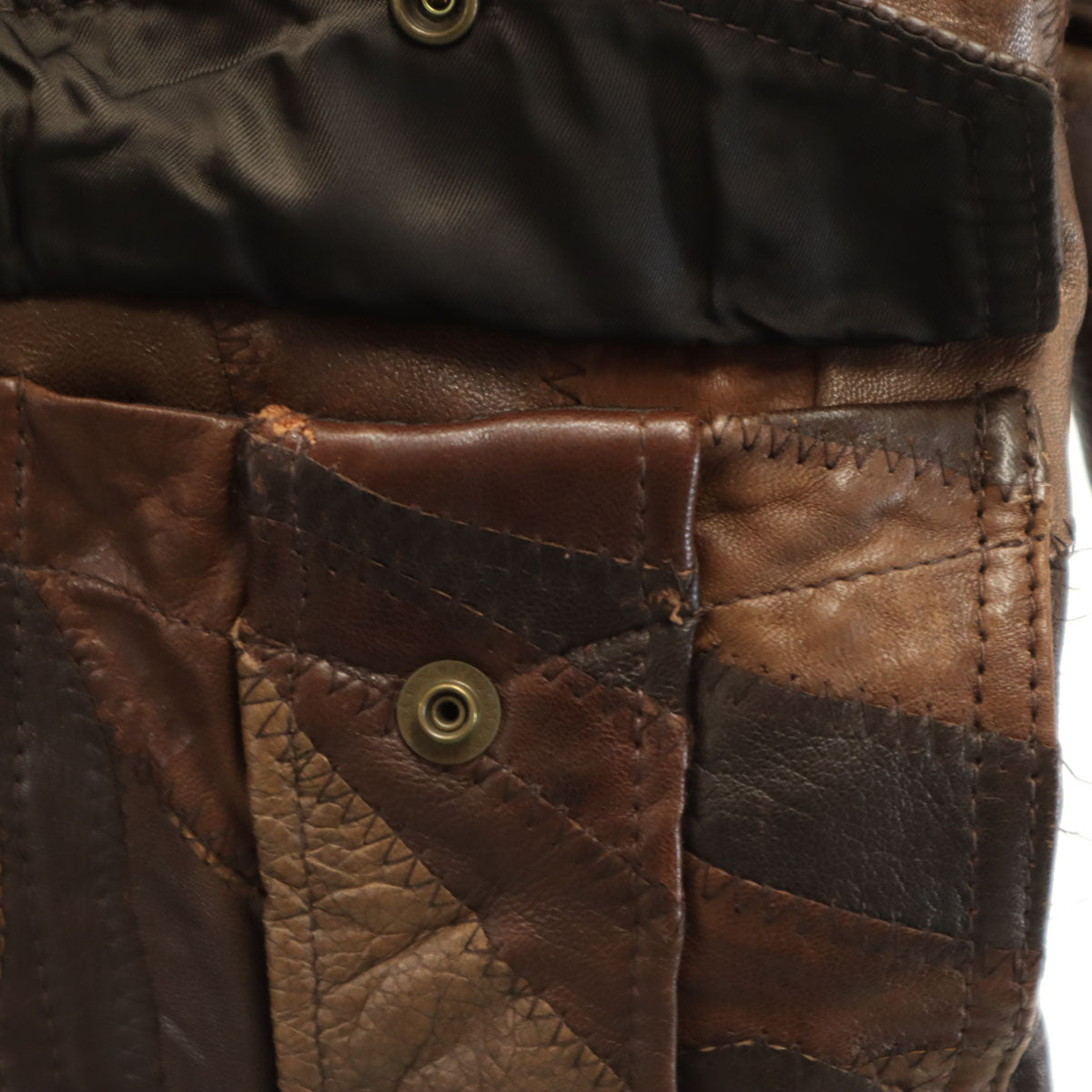 HYSTERIC LEATHER ヒステリックレザー ムートン襟 パッチワーク レザージャケット FREE ブラウン ヒステリックグラマー レディース