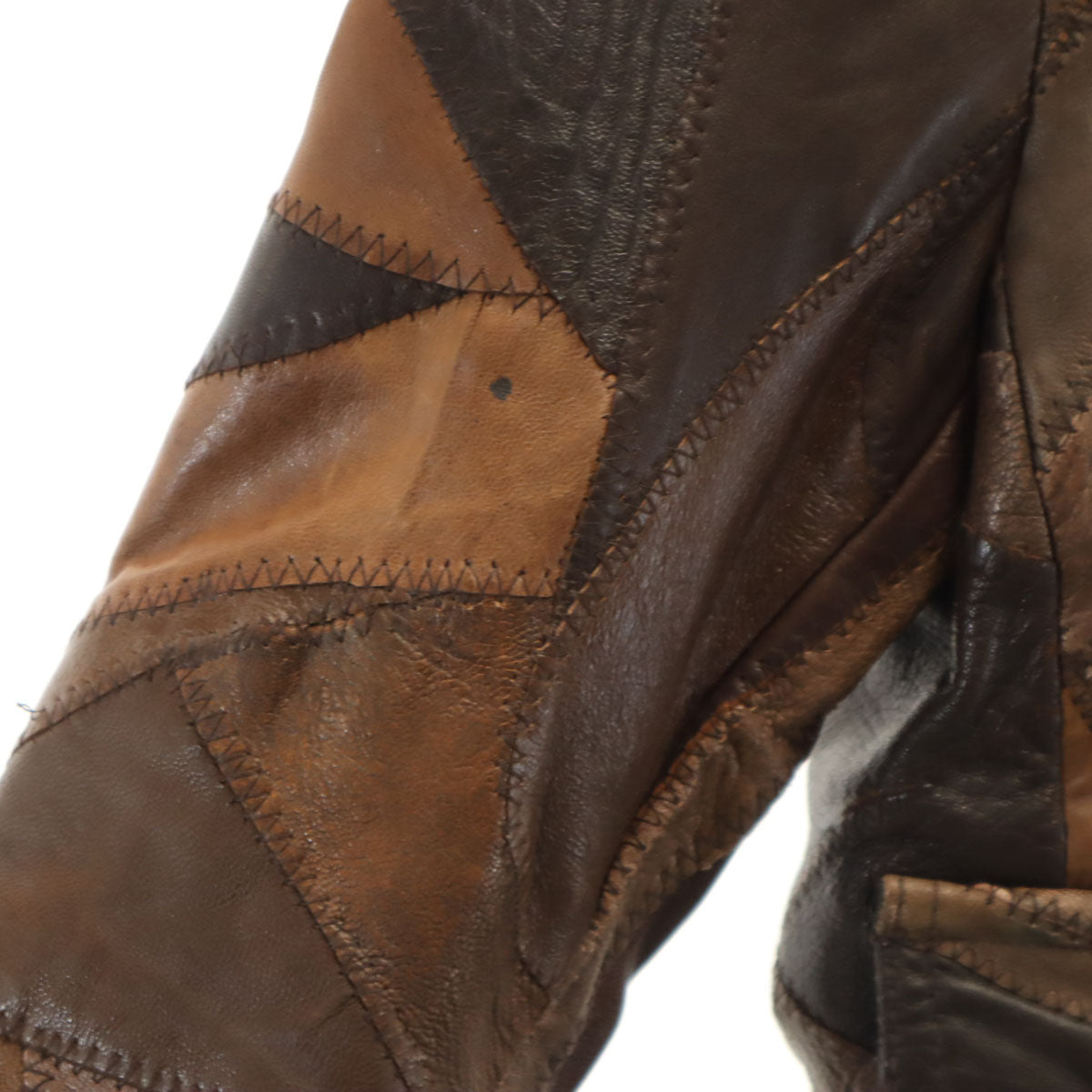 HYSTERIC LEATHER ヒステリックレザー ムートン襟 パッチワーク レザージャケット FREE ブラウン ヒステリックグラマー レディース