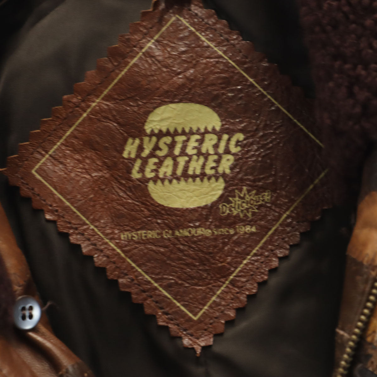HYSTERIC LEATHER ヒステリックレザー ムートン襟 パッチワーク レザージャケット FREE ブラウン ヒステリックグラマー レディース