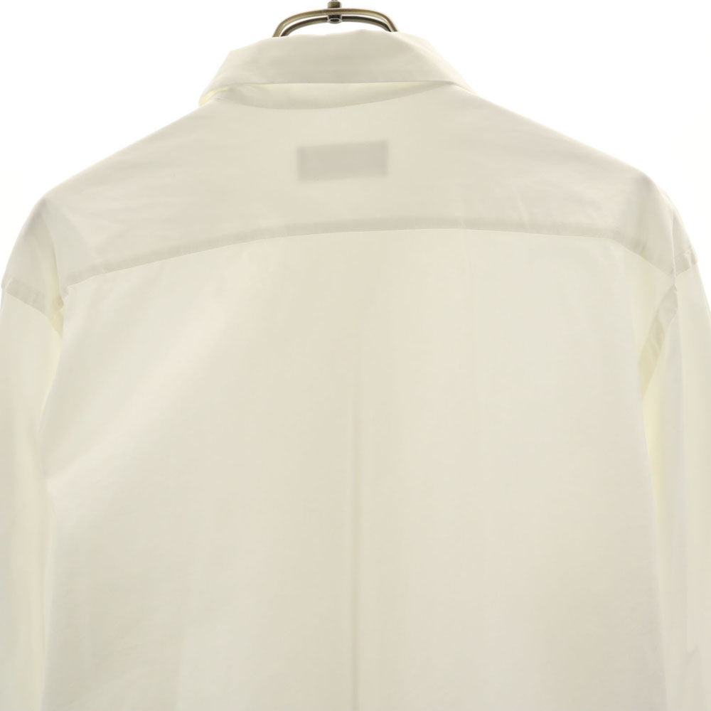 PRADA プラダ 2007年モデル イタリア製 長袖 フリル ボタンダウンシャツ 40 ホワイト 予備ボタン付き メンズ