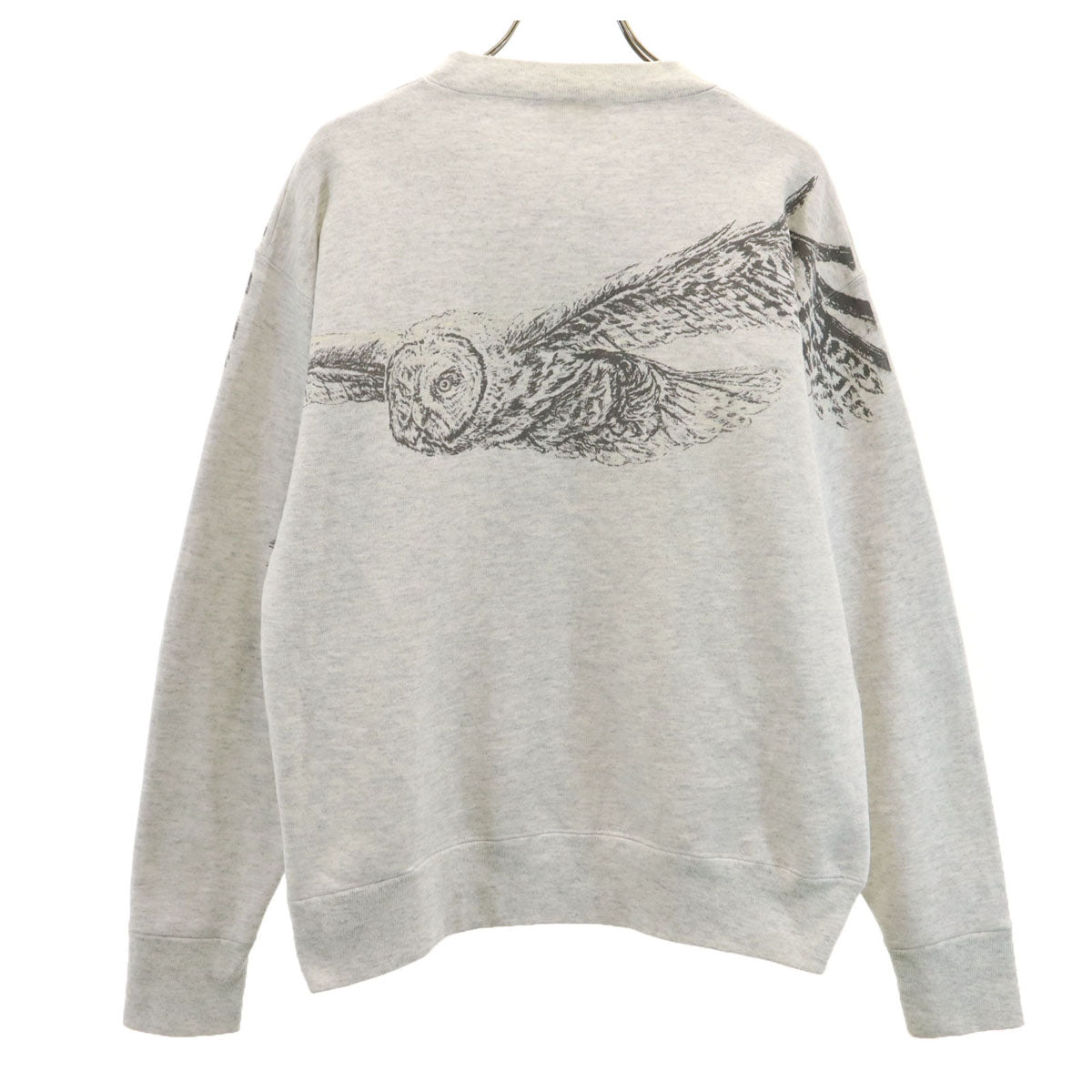 90s オールド 長袖 スウェット トレーナー グレー 裏起毛 フクロウ メンズ