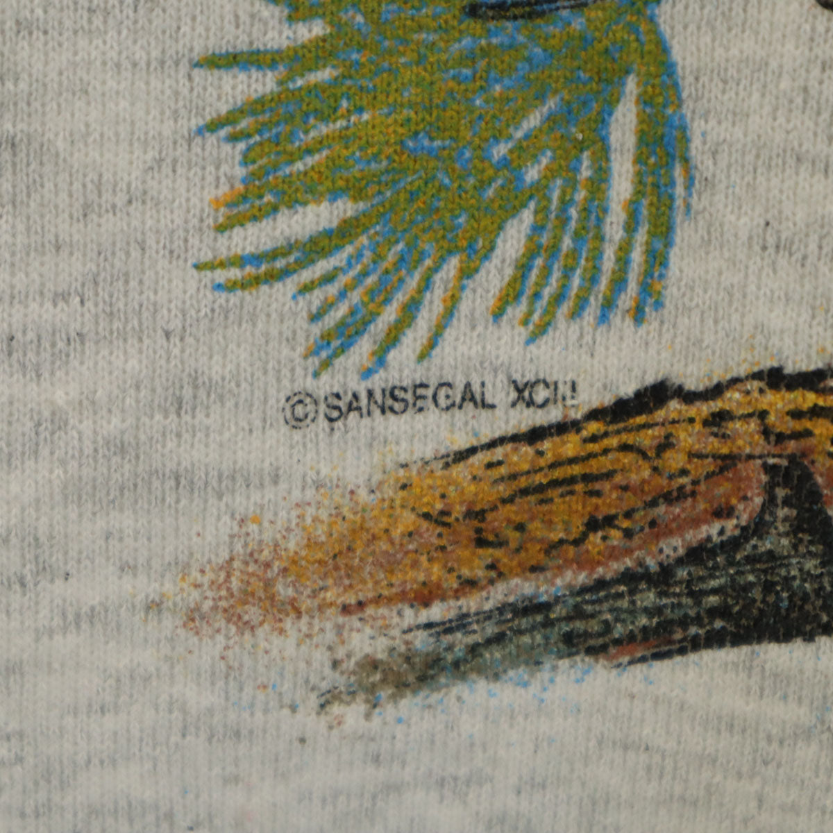 90s オールド 長袖 スウェット トレーナー グレー 裏起毛 フクロウ メンズ