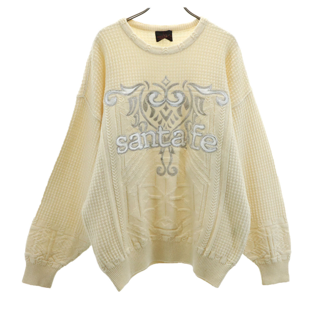 santa fe サンタフェ 90s 日本製 ウールブレンド オールド 長袖 セーター 3 アイボリー ニット メンズ