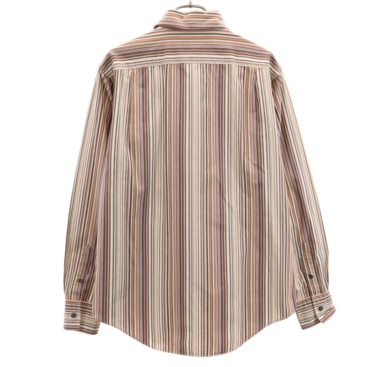 Paul Smith LONDON ポールスミスロンドン 日本製 ストライプ柄 長袖 シャツ M ブラウン系 メンズ