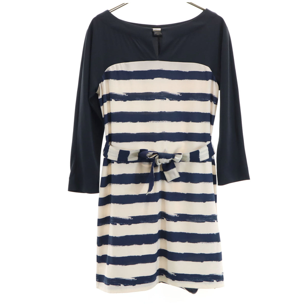 ARMANI EXCHANGE アルマーニエクスチェンジ ボーダー柄 長袖 ミニワンピース PO ネイビー レディース