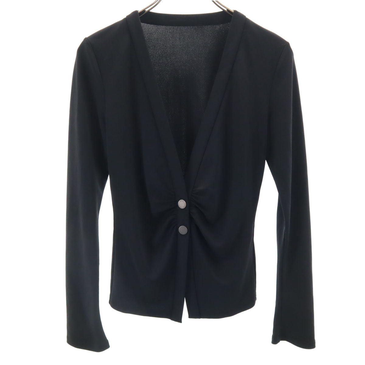 FOXEY NEW YORK フォクシーニューヨーク 日本製 長袖 Vネック カーディガン 40 ブラック レディース