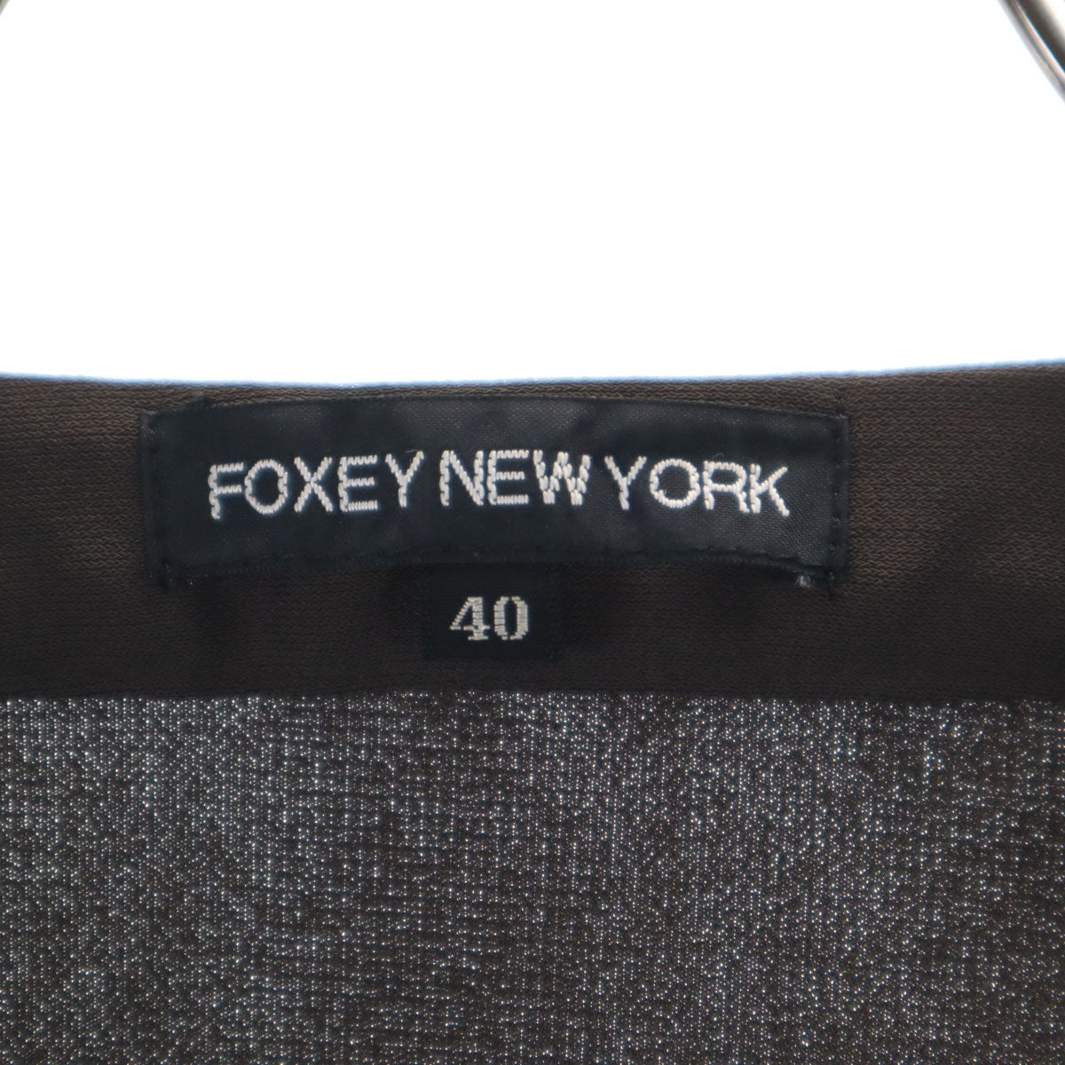 FOXEY NEW YORK フォクシーニューヨーク 日本製 長袖 Vネック カーディガン 40 ブラウン レディース