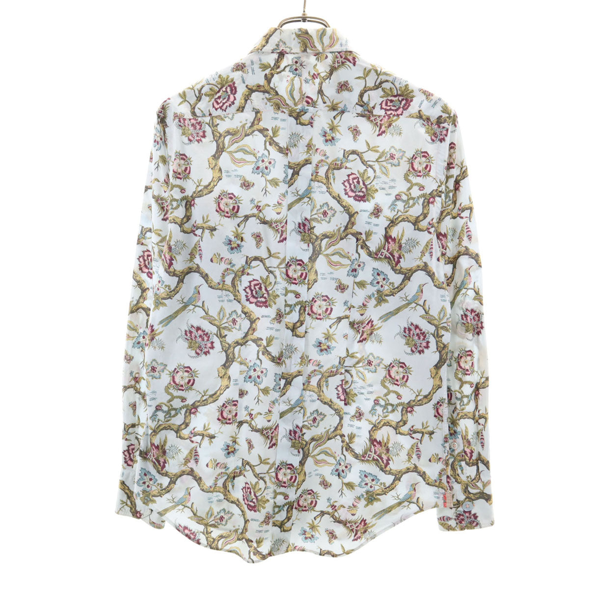 Paul Smith ポールスミス 日本製 花柄 長袖 コットンシャツ M ホワイトブルー系 メンズ