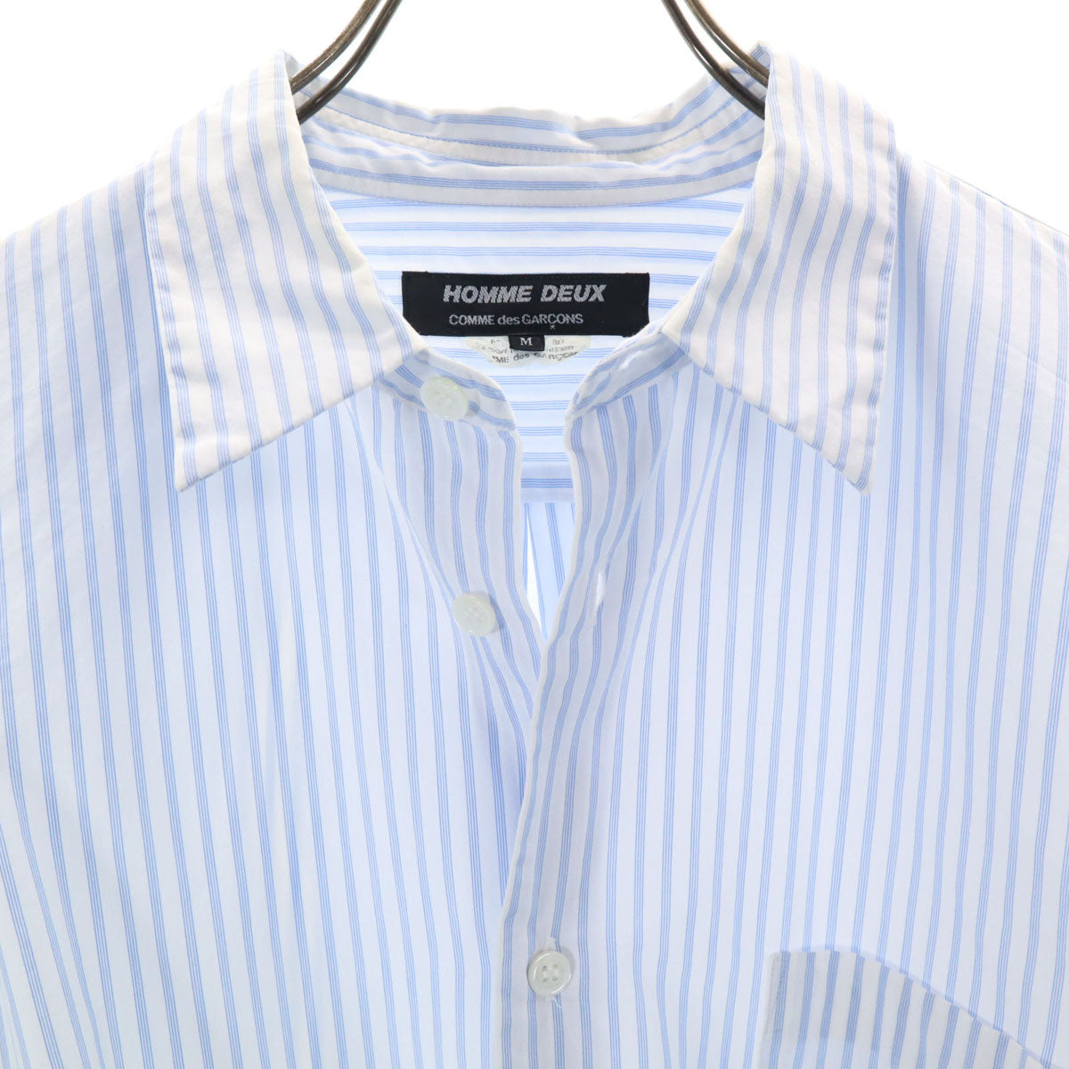 COMME des GARCONS HOMME DEUX コムデギャルソンオムドゥ 2015年 日本製 ストライプ柄 長袖 コットンシャツ M ホワイト メンズ