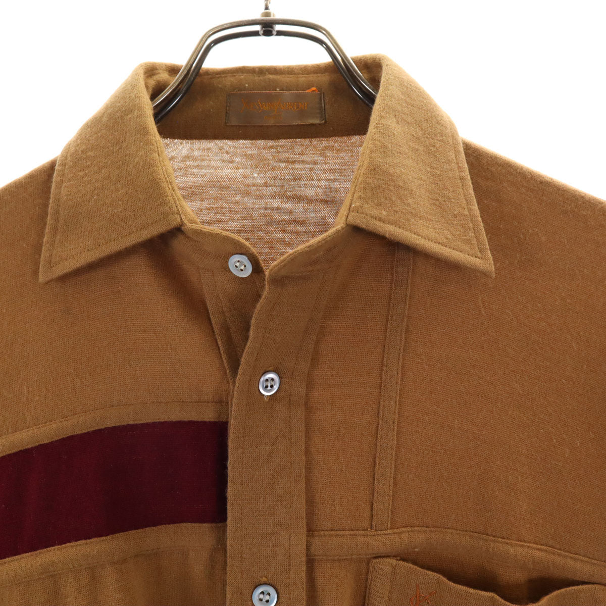 YVES SAINT LAURENT イヴサンローラン 90s オールド 長袖 ウールブレンド シャツ M キャメル メンズ