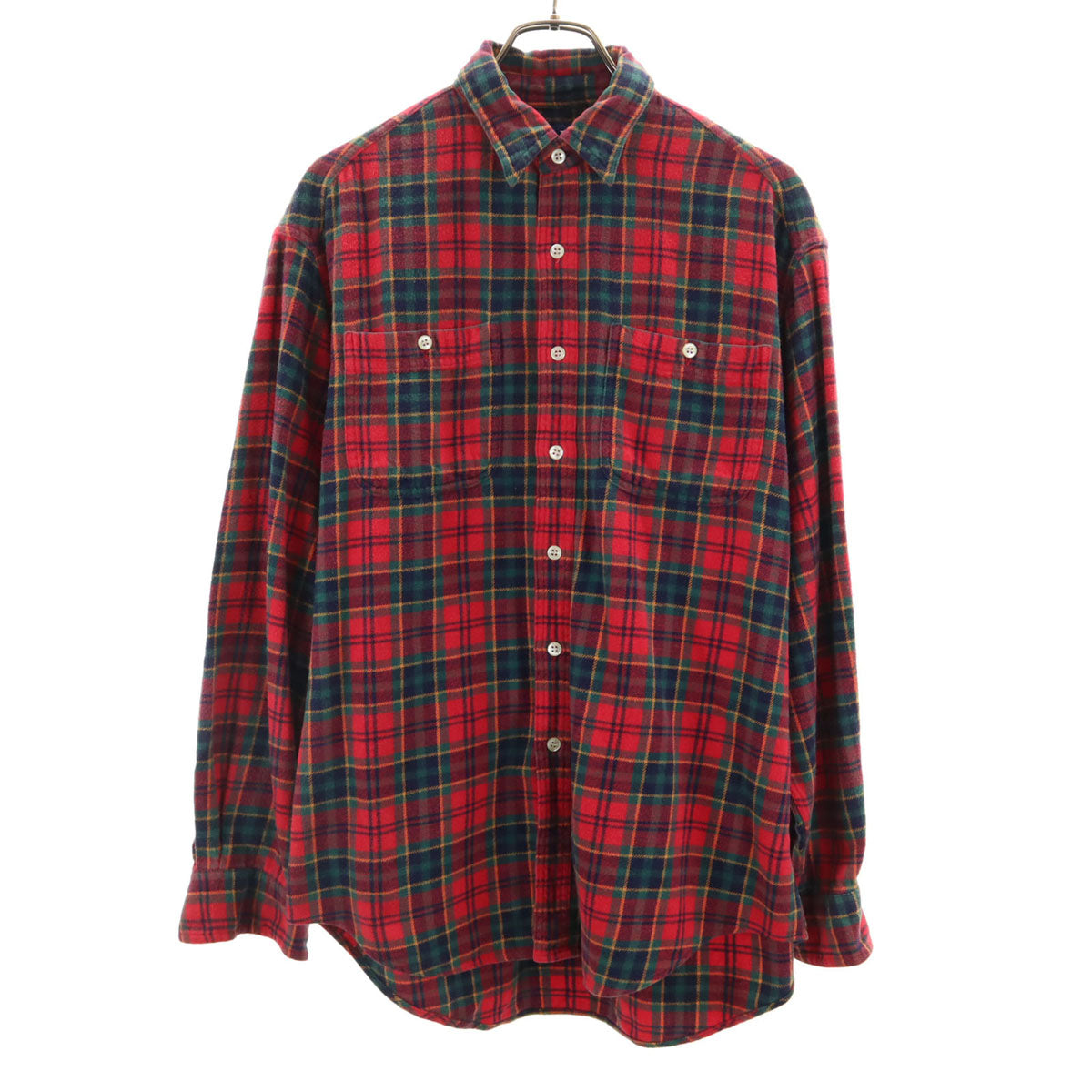 GAP ギャップ 90s オールド 長袖 チェックシャツ M レッド系 メンズ