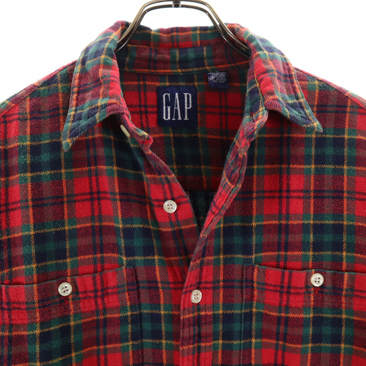 GAP ギャップ 90s オールド 長袖 チェックシャツ M レッド系 メンズ
